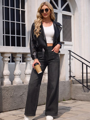 TACVASEN Dark Grey Women's High Waisted Slimming High Elasticity Casual Denim Pants
