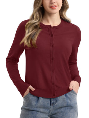 TACVASEN Wine Red Women's Lightweight Cardigan Sweaters