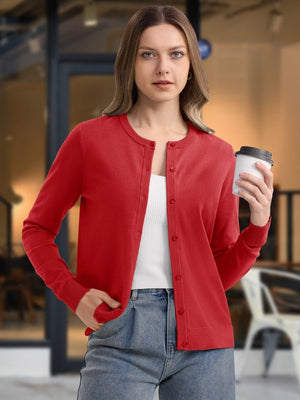 TACVASEN Tomato Women's Lightweight Cardigan Sweaters