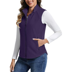 TACVASEN Deep Purple Women's Lightweight Full Zip Outerwear Warm Fleece Vest