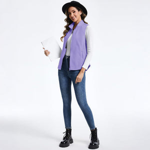 TACVASEN Light Purple Women's Lightweight Full Zip Outerwear Warm Fleece Vest