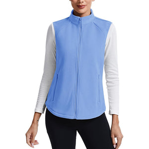 TACVASEN Light Blue Women's Lightweight Full Zip Outerwear Warm Fleece Vest