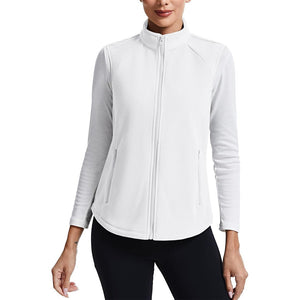 TACVASEN White Women's Lightweight Full Zip Outerwear Warm Fleece Vest