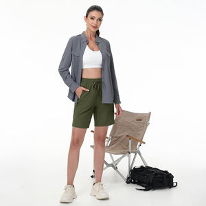 TACVASEN Army Green Women's Lightweight Hiking Shorts Quick Dry with Pockets