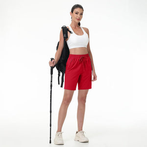 TACVASEN Tomato Red Women's Lightweight Hiking Shorts Quick Dry with Pockets