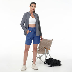 TACVASEN Blue Grey Women's Lightweight Hiking Shorts Quick Dry with Pockets