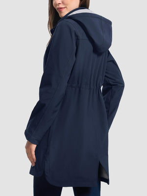 TACVASEN Navy Women's Long Fleece Lined Jackets Warm Winter Windbreaker