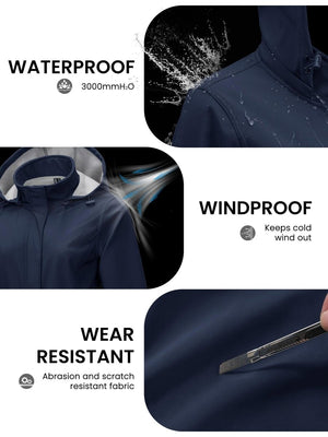 TACVASEN Navy Women's Long Fleece Lined Jackets Warm Winter Windbreaker