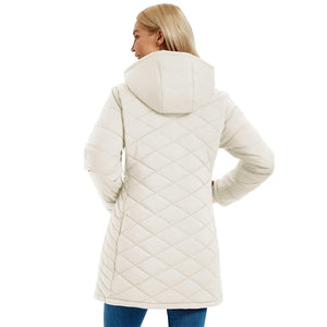 TACVASEN Beige Women's Long Waterproof Puffer Jacket with Hood