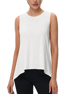 TACVASEN White Women's Loose Fit Workout Tank Tops