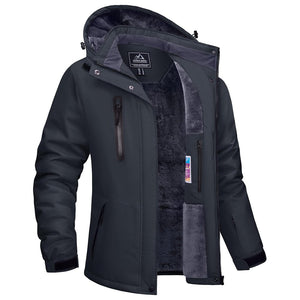 TACVASEN Carbon Grey Women's Outdoor Waterproof Hooded Warm Winter Jacket