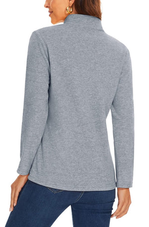 TACVASEN Light Grey Women's Quarter Zip Fleece Casual Pullover Sweatshirt