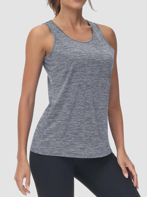 TACVASEN Light Grey Women's Quick Dry Athletic Tank Tops for Workout Yoga Running