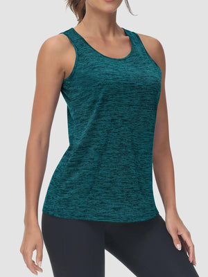 TACVASEN Emerald Green Women's Quick Dry Athletic Tank Tops for Workout Yoga Running