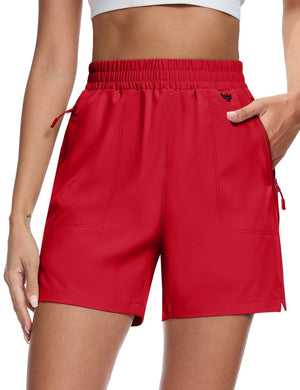 TACVASEN Tomato Women's Quick Dry Lightweight UPF 50+ Hiking Cargo Shorts