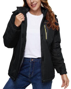TACVASEN Black Women's Skiing Jacket Water-Resistant Windbreaker