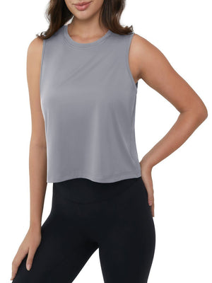 TACVASEN Light Grey Women's UPF 50+ Athletic Running Tank Tops