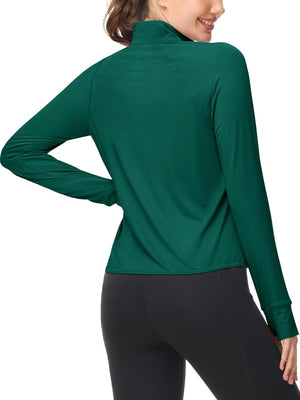 TACVASEN Emerald Green Women's UPF 50+ Lightweight Zip Up Jackets