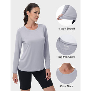 TACVASEN Lake Blue Women's UPF 80+ Athletic Rashguard Long Sleeve Shirt