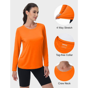 TACVASEN Lake Blue Women's UPF 80+ Athletic Rashguard Long Sleeve Shirt