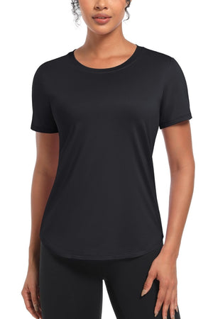 TACVASEN Black Women's UPF 80+ Sun Protection Workout Shirt