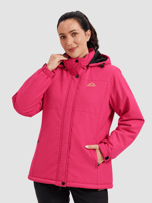 TACVASEN Rose Red Women's Waterproof Ski Snow Warm Fleece Lined Jacket