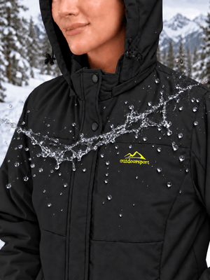 TACVASEN Black Women's Waterproof Ski Snow Warm Fleece Lined Jacket
