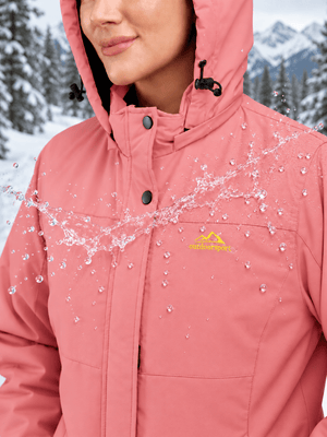 TACVASEN Aqua Red Women's Waterproof Ski Snow Warm Fleece Lined Jacket