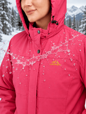 TACVASEN Rose Red Women's Waterproof Ski Snow Warm Fleece Lined Jacket