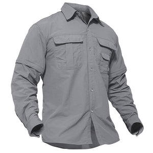 TACVASEN Light Grey Men's Breathable Quick - Dry Convertible Outdoor Shirt