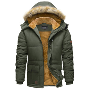 TACVASEN Army Green Men's Winter Jacket with Hood Water Repellent Windproof Coat