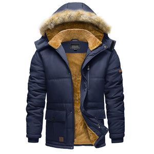 TACVASEN Navy Men's Winter Jacket with Hood Water Repellent Windproof Coat