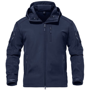 TACVASEN Navy Men's Tactical Jacket with Hood Softshell Coat