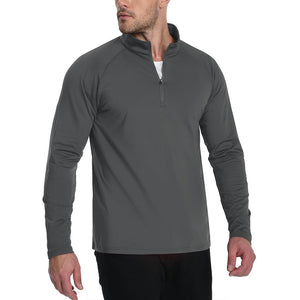 TACVASEN Dark Grey Men's 1/4 Zip Athletic Pullover Fleece Lined Sweatshirts