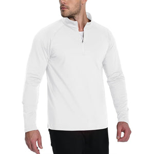 TACVASEN White Men's 1/4 Zip Athletic Pullover Fleece Lined Sweatshirts