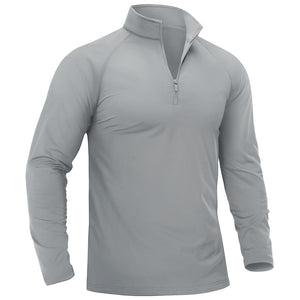 TACVASEN Light Grey Men's 1/4 Zip Athletic Pullover Fleece Lined Sweatshirts