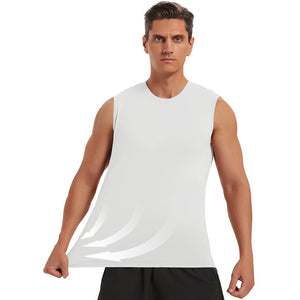TACVASEN White Men's Bodybuilding Tank Tops Cotton Workout T-Shirts