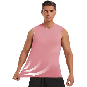 TACVASEN Grey Pink Men's Bodybuilding Tank Tops Cotton Workout T-Shirts