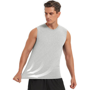 TACVASEN Beige Men's Bodybuilding Tank Tops Cotton Workout T-Shirts