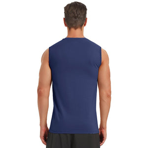 TACVASEN Navy Men's Bodybuilding Tank Tops Cotton Workout T-Shirts