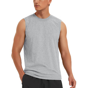 TACVASEN Light Grey Men's Bodybuilding Tank Tops Cotton Workout T-Shirts