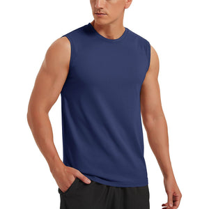 TACVASEN Navy Men's Bodybuilding Tank Tops Cotton Workout T-Shirts