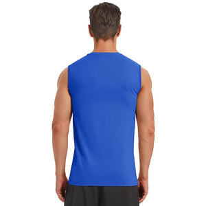 TACVASEN Color Blue Men's Bodybuilding Tank Tops Cotton Workout T-Shirts