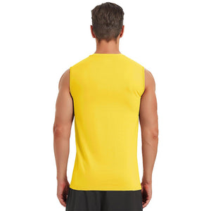 TACVASEN Yellow Men's Bodybuilding Tank Tops Cotton Workout T-Shirts