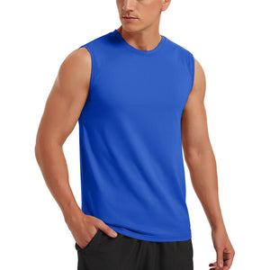 TACVASEN Color Blue Men's Bodybuilding Tank Tops Cotton Workout T-Shirts