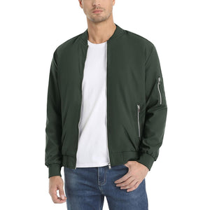 TACVASEN Army Green Vintage Bomber Flight Jacket Zip - Pocket