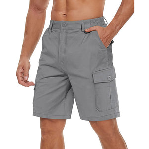 TACVASEN Light Grey Utility Cotton Cargo Shorts