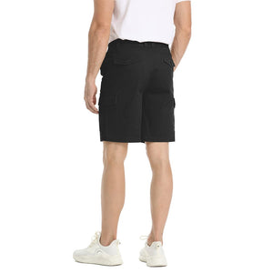 TACVASEN Black Utility Cotton Cargo Shorts