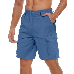 TACVASEN Blue Grey Utility Cotton Cargo Shorts