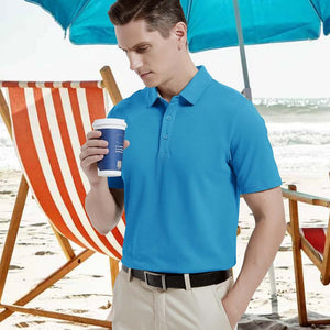 TACVASEN Black Men's Cotton Pique Short Sleeve Classic Fit Polo Shirt